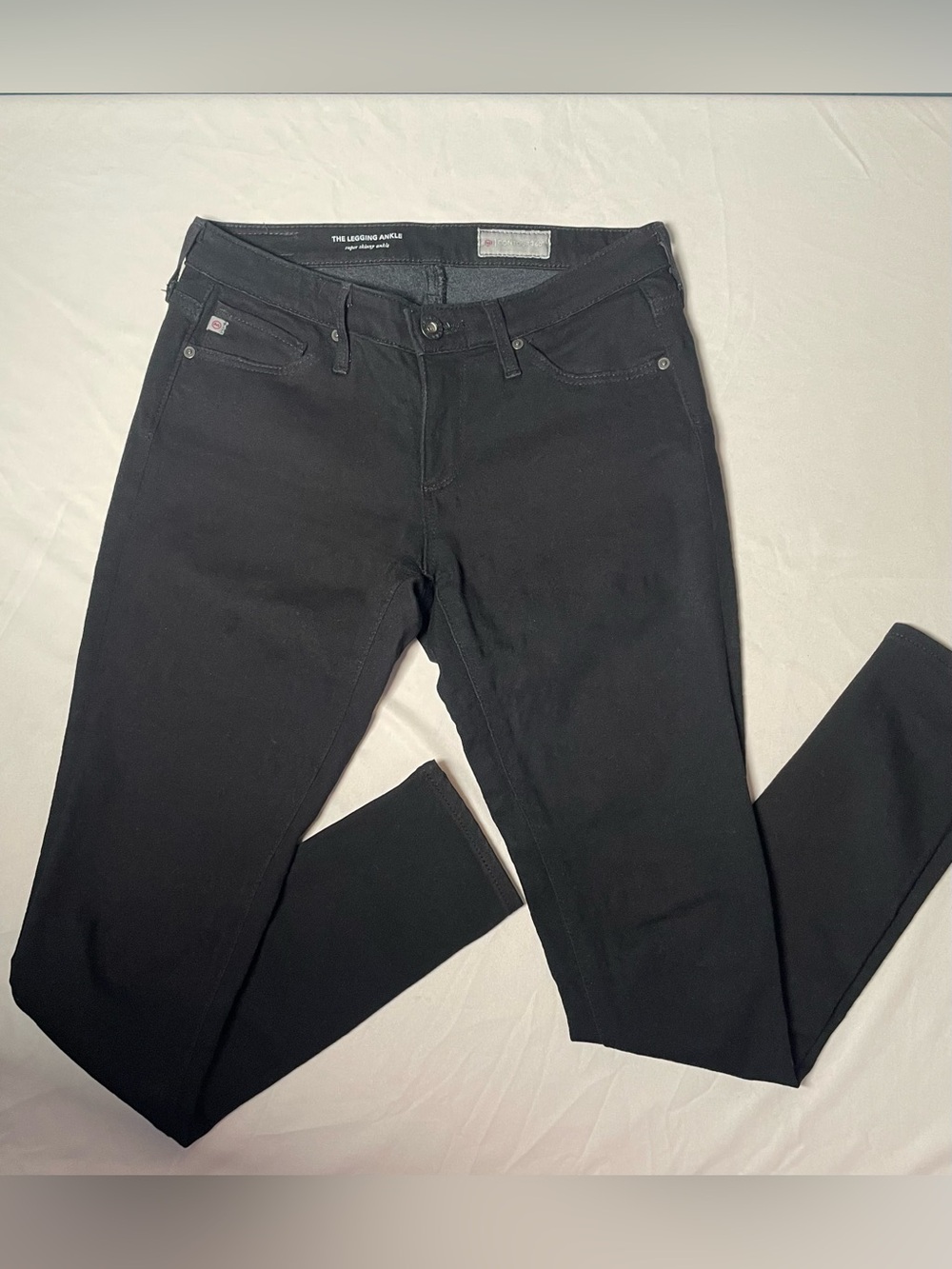 AG Adriano Goldschmied The Legging Ankle Super Skinny Black Jeans 24R